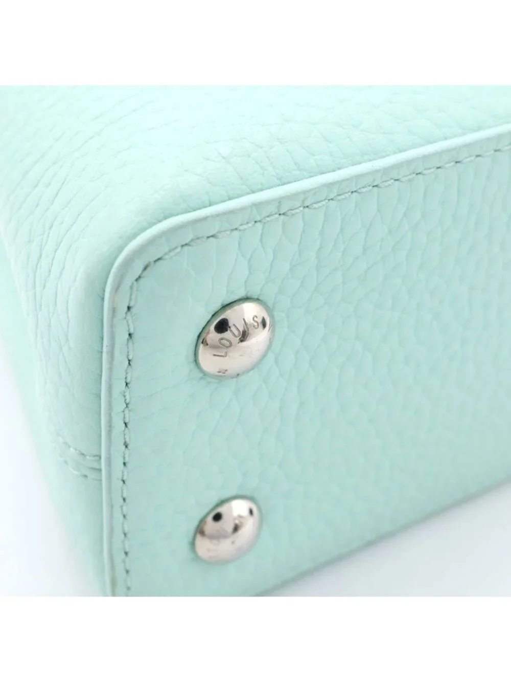 Louis Vuitton Capucines Mini 2-Way Shoulder Bag White Pastel Green Leather